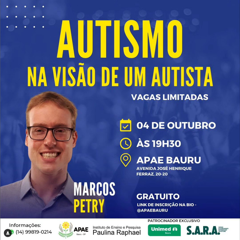 Apae e Sara/Unimed Bauru realizam palestra “Autismo na visão de um autista”  - 94FM Bauru